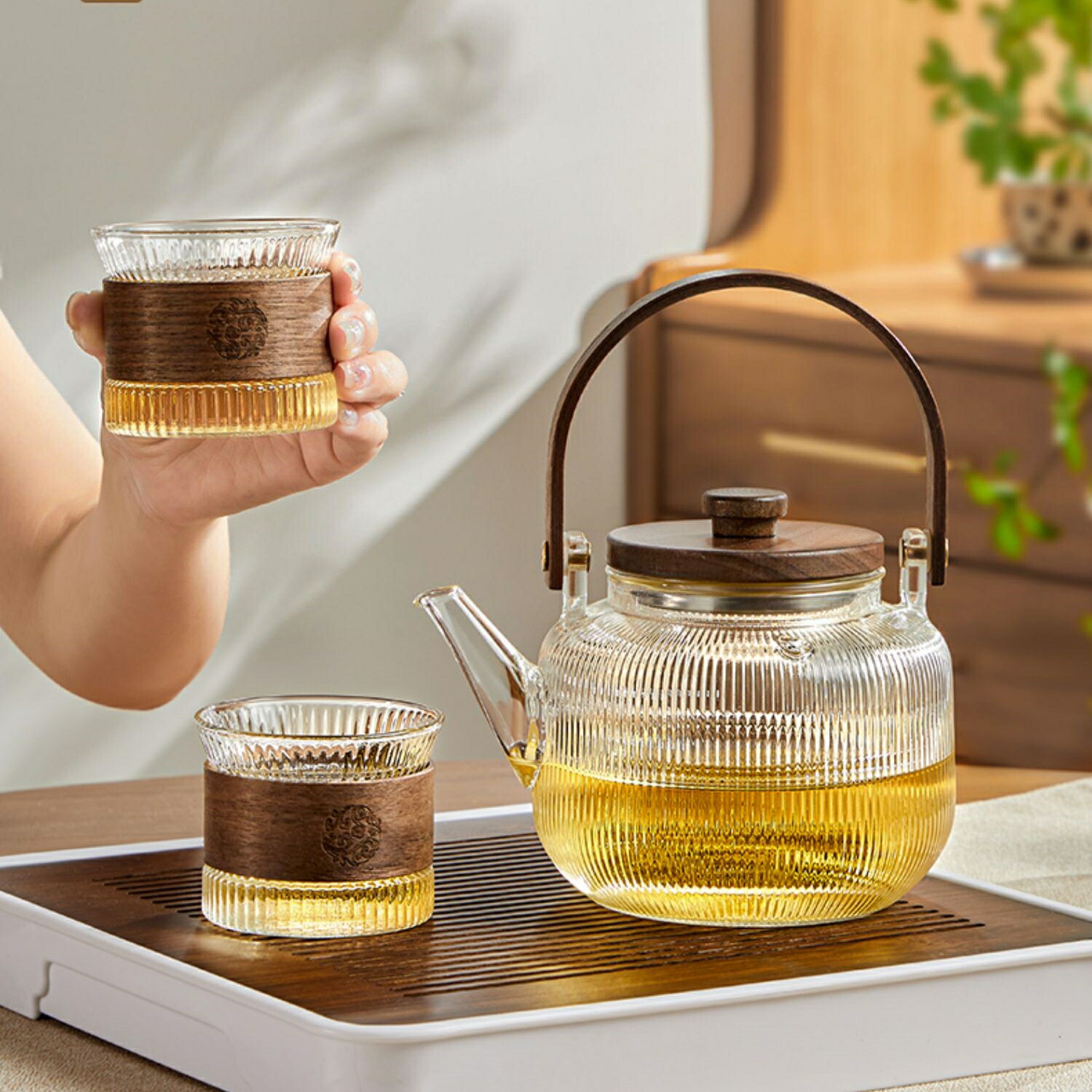 楽天市場】モール ガラスティーポット 900ml ガラスケトル 耐熱 ガラス