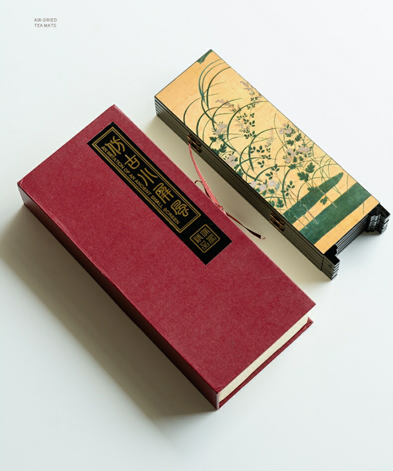 ローズウッド磁器板絵屏風6連