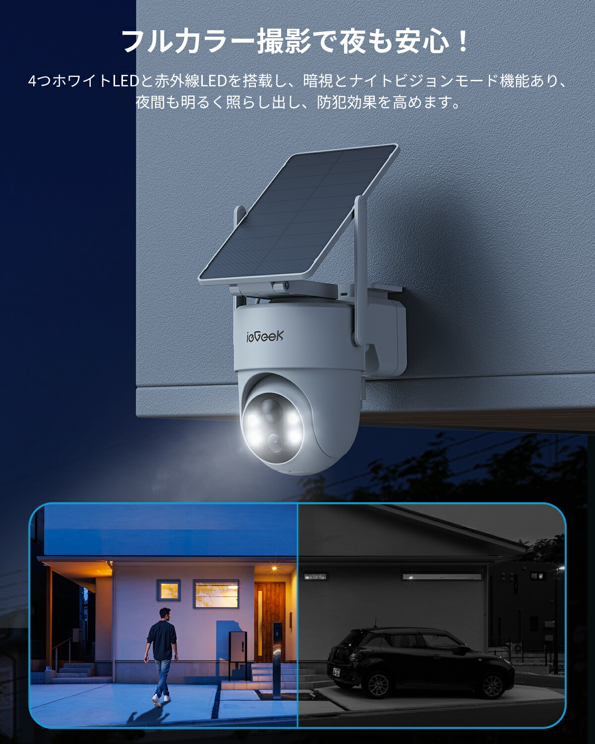 楽天市場】【配線不要・一体型・分離型ソーラーパネル両用】 ieGeek