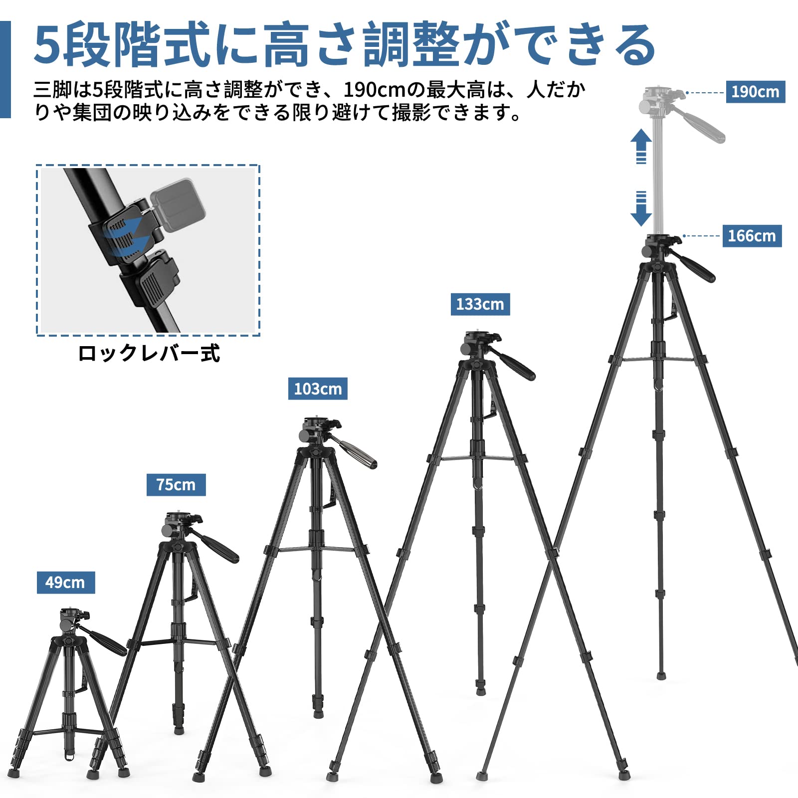 楽天市場】【送料無料】ZOCUS 三脚 リモコン付き 一脚可変式 全高