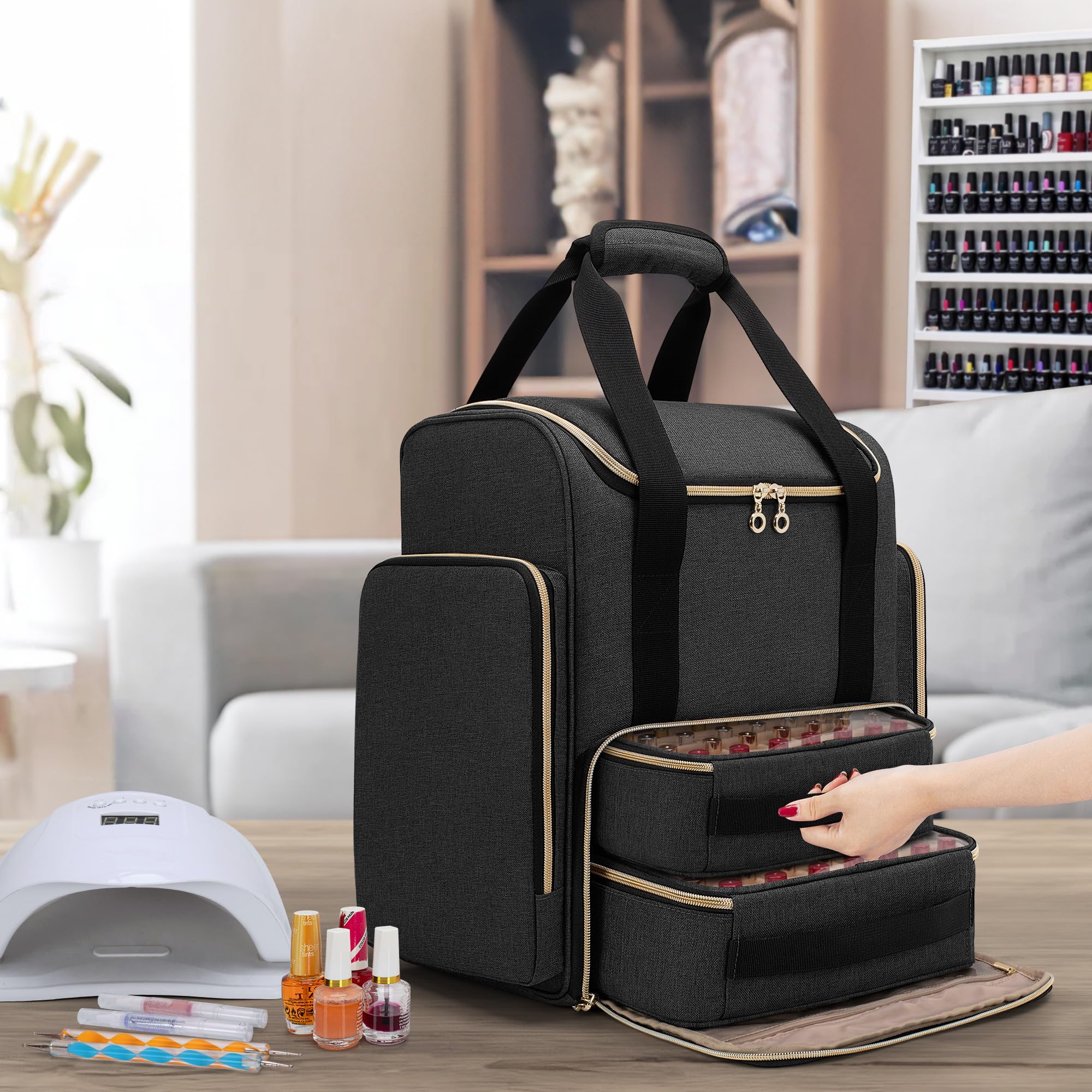 楽天市場】【送料無料】Luxja ネイルリュック マニキュア収納バッグ 大