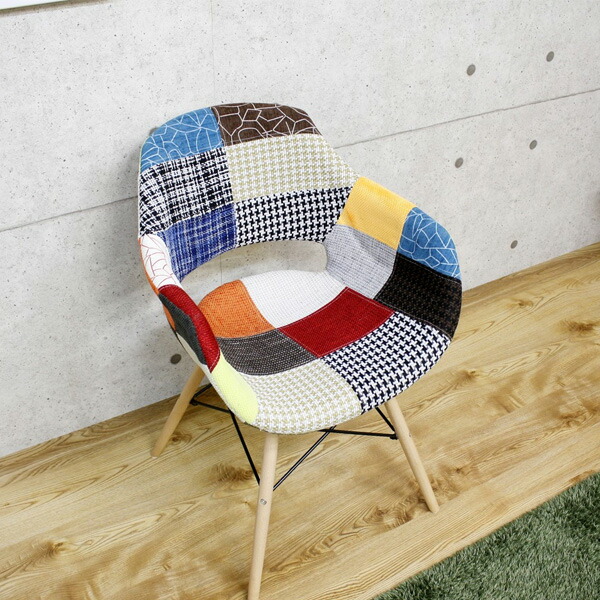 パッチワークデザイン ラウンジチェア 多色 青系 【公式通販】