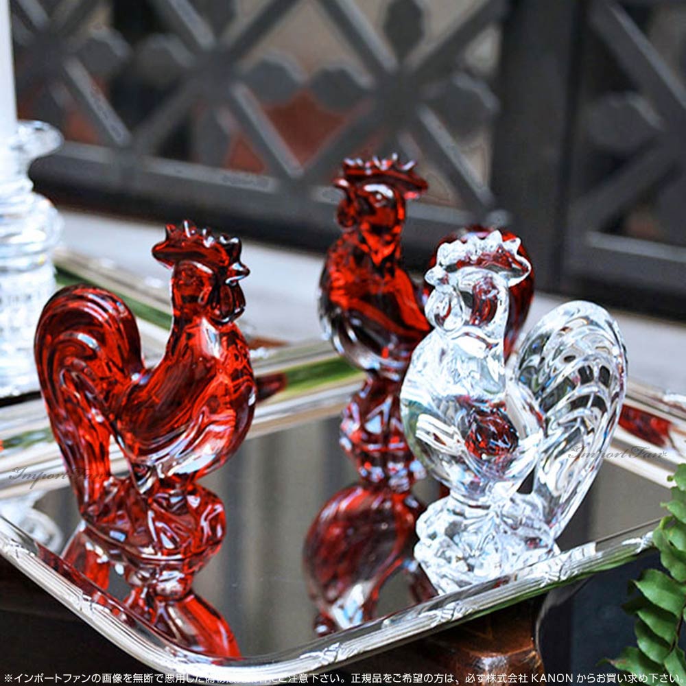 Baccarat バカラ ニワトリ 置物 干支 赤 オブジェ フィギュリン 【公式