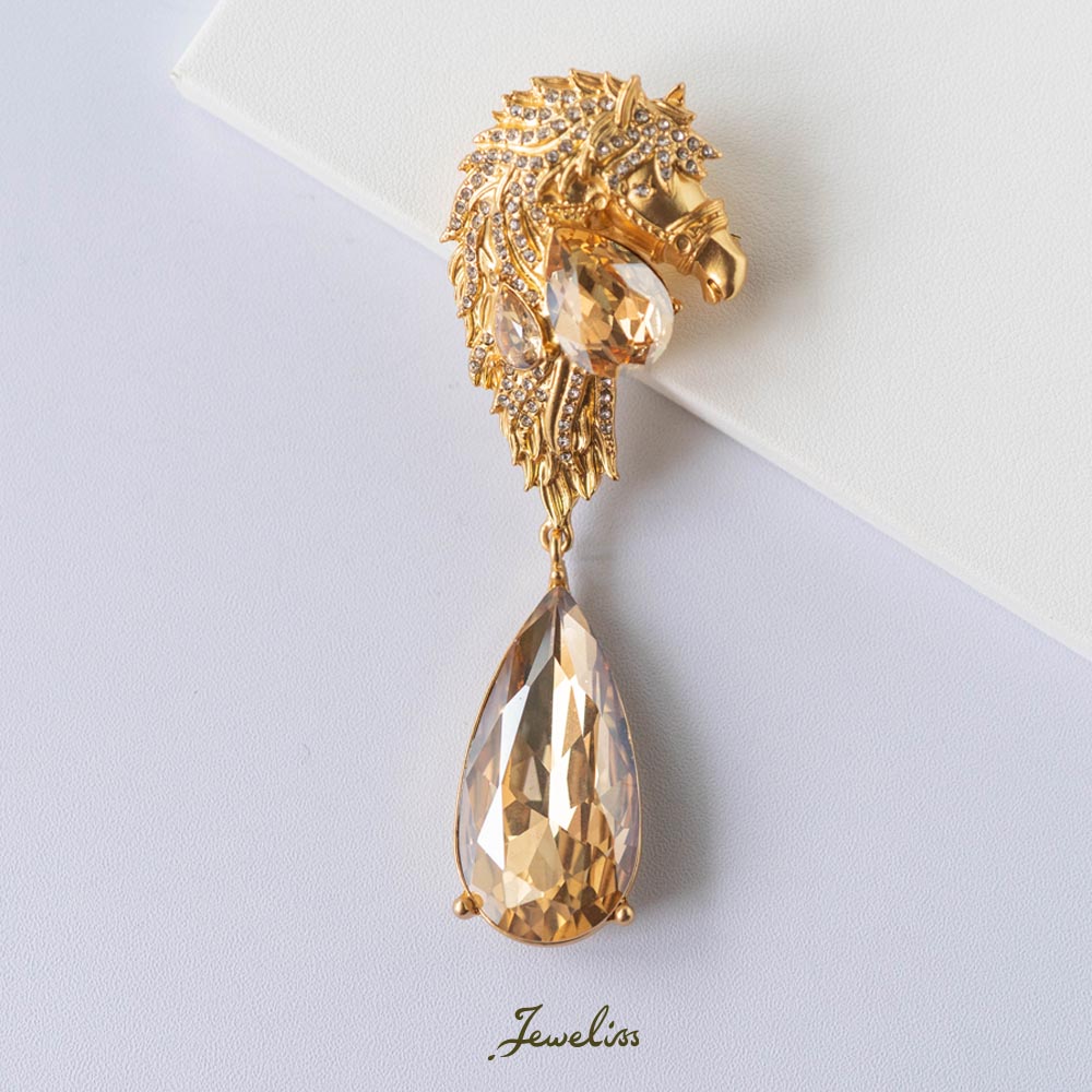 楽天市場】馬（種類（宝石）ラインストーン）（ブローチ｜レディース