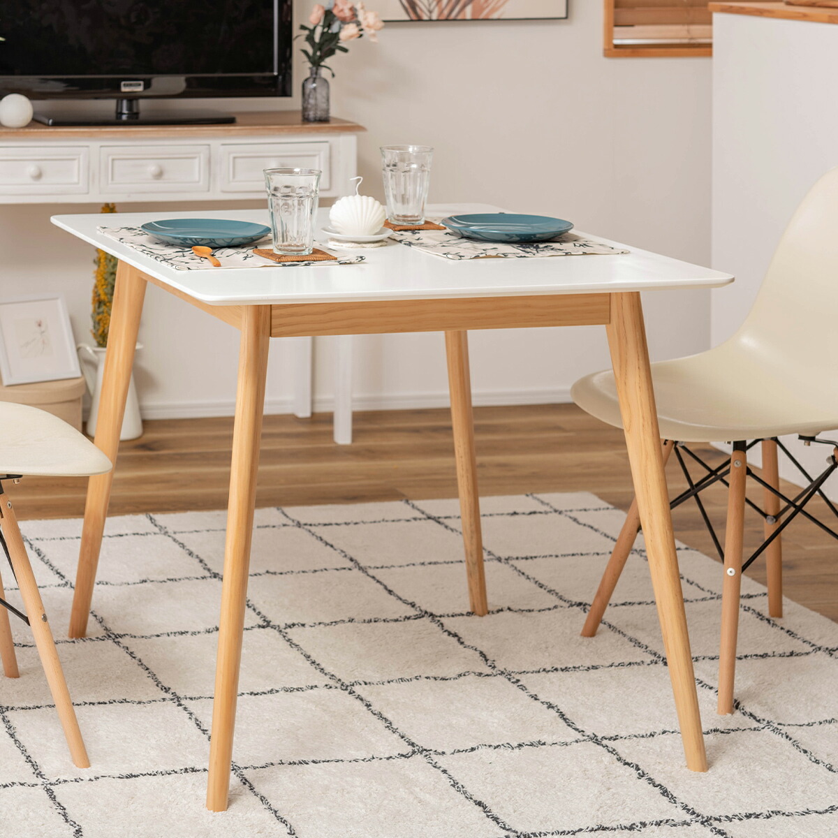 極美品 天然木 ダイニングテーブル ミッドセンチュリー インダストリー