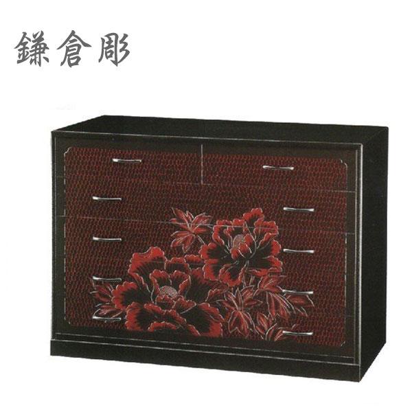 和風柄タンス 鎌倉彫り