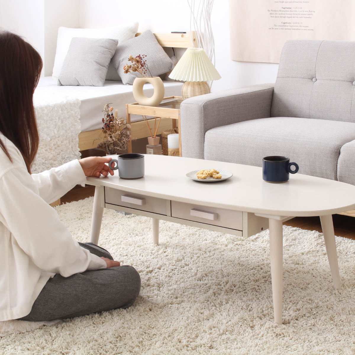 両面引き出し付き センターテーブル ローテーブル