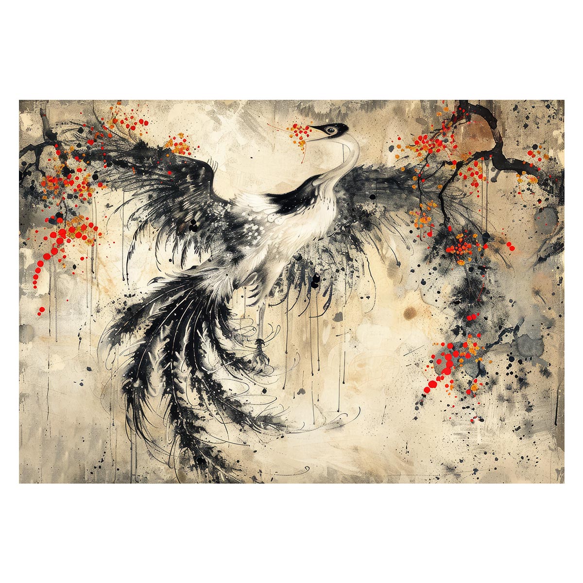 B2サイズ（約51x73cm）】【lh-poster-3969】鳳凰 ほうおう 神鳥 縁起物