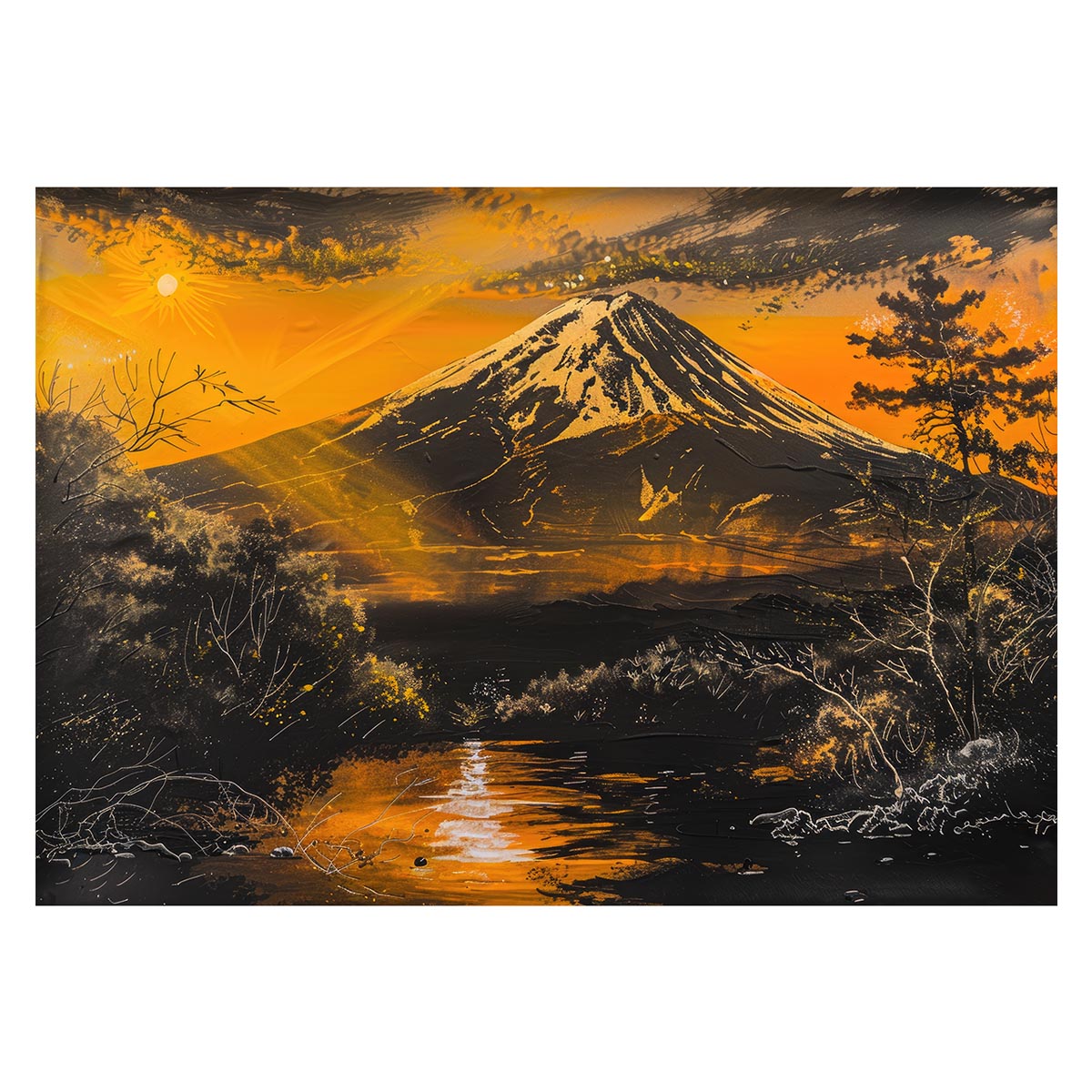 B1サイズ（約73x103cm）】【lh-poster-4110】和風 金の富士 金運