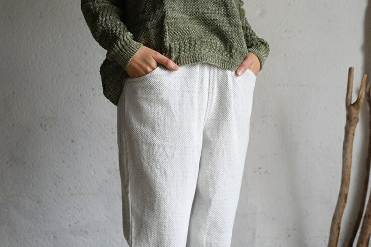 Tamaki niime タマキニイメ ワイドパンツ コットン ホワイト グレー