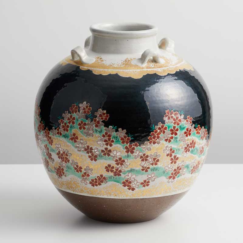 未使用】九谷焼 花瓶 金 花詰 14号 ストア 壺 仁清 九谷焼 【逸品物