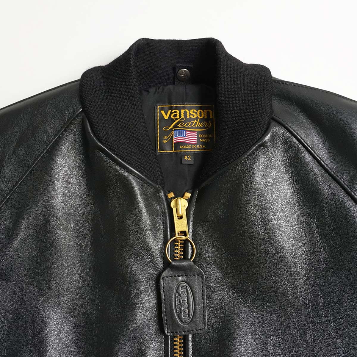 VANSONレザージャケット グリーン ワッペン 42 Vanson Race Team