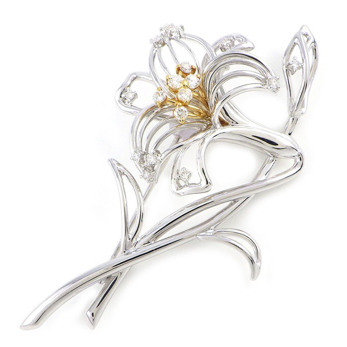 タサキ マルチパールダイヤモンドブローチ 花 ペンダントトップ K18YG