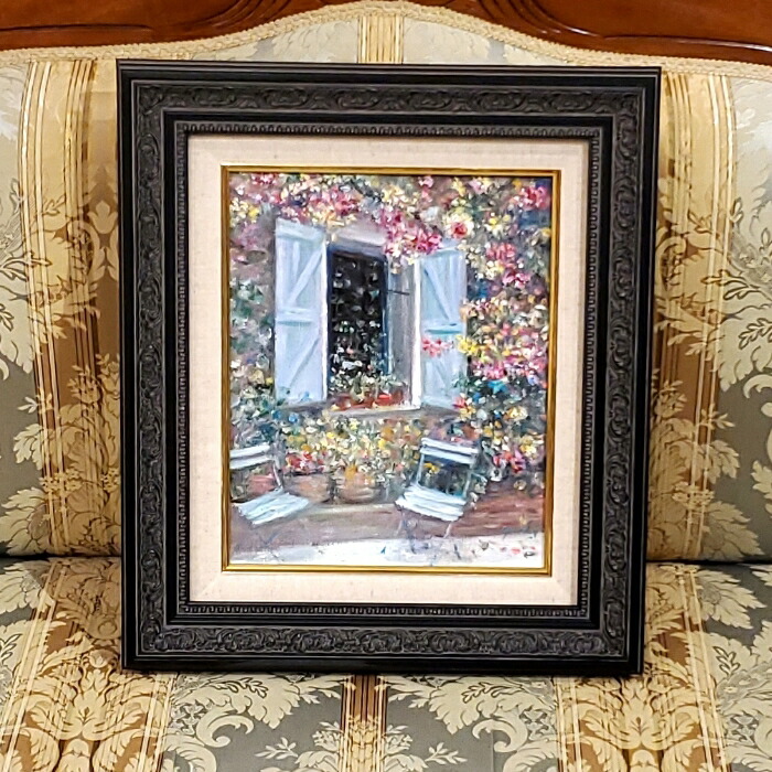 真作】絵画 油彩SM やさしき花々 印象派風 小品 美しい色彩アート X164