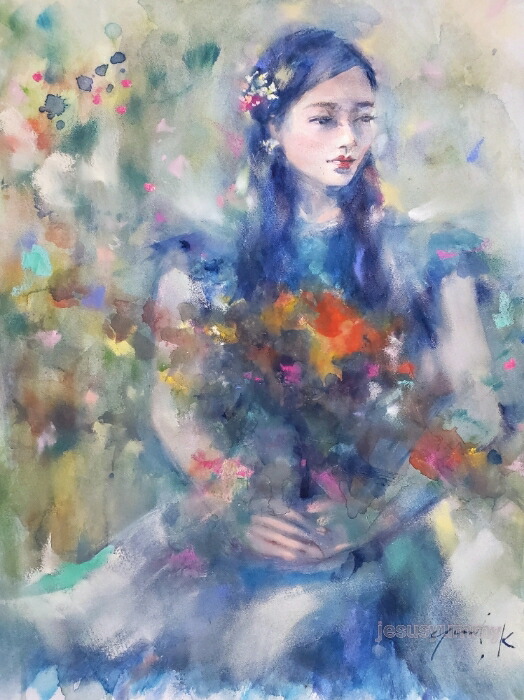 楽天市場】絵画 原画 「OSTARA ～ 春の女神」 水彩/パステル F6