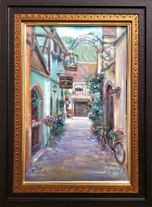 フランス油絵 セルジュ・ラシス F6 【風景】手描き 額付き フランス