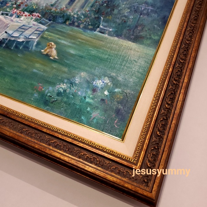 油絵 絵画インテリア 額付( 青緑＋金色の枠 ) F6-202023 人物 女性