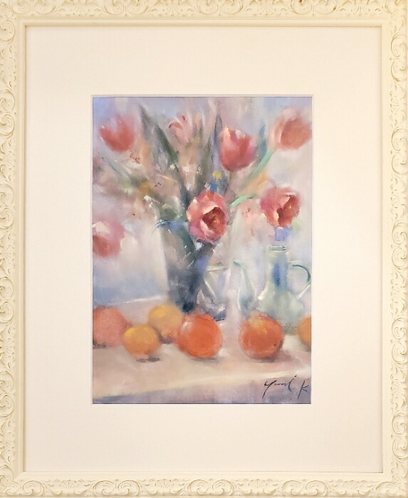 楽天市場】絵画 原画 「祝福の日に」 水彩/パステル F4 静物画