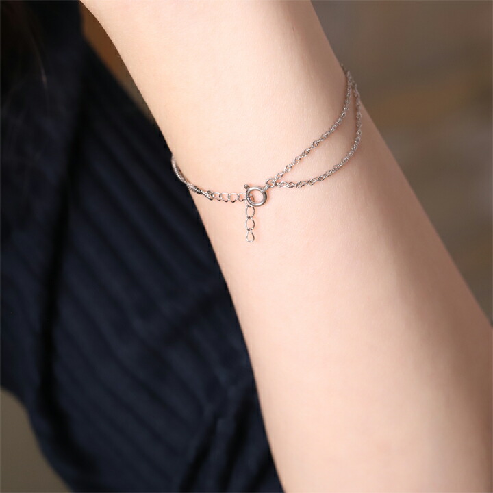 楽天市場】プラチナ ブレスレット レディース シンプル 2連 ダブル