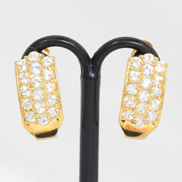 ホワイトサファイア 18金イヤリング