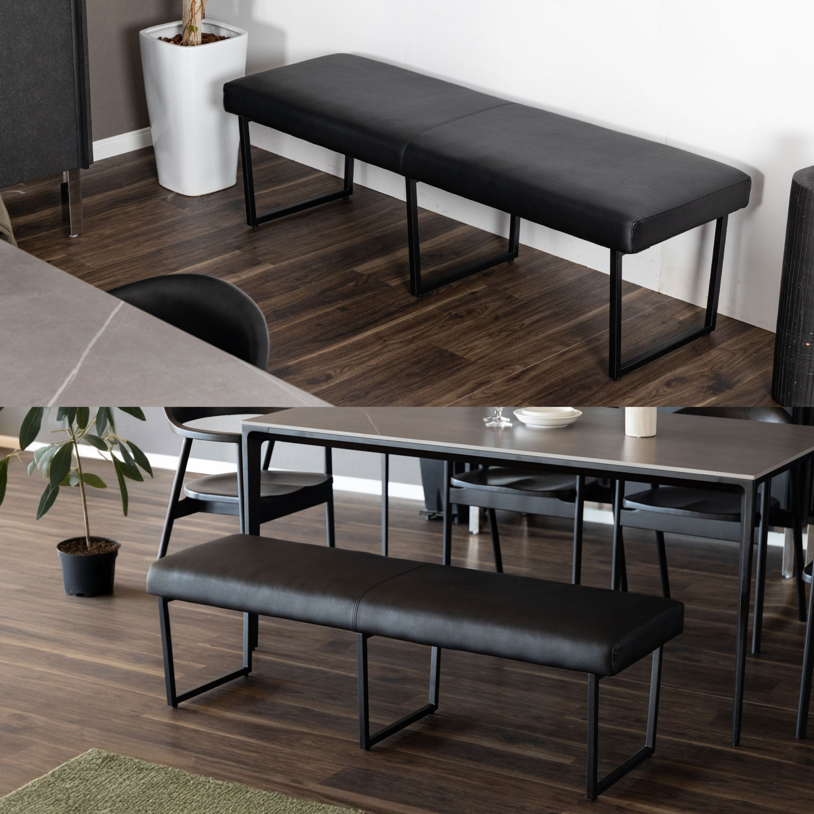 楽天市場】ダイニングベンチ ブラック 140cm 北欧 椅子 チェア