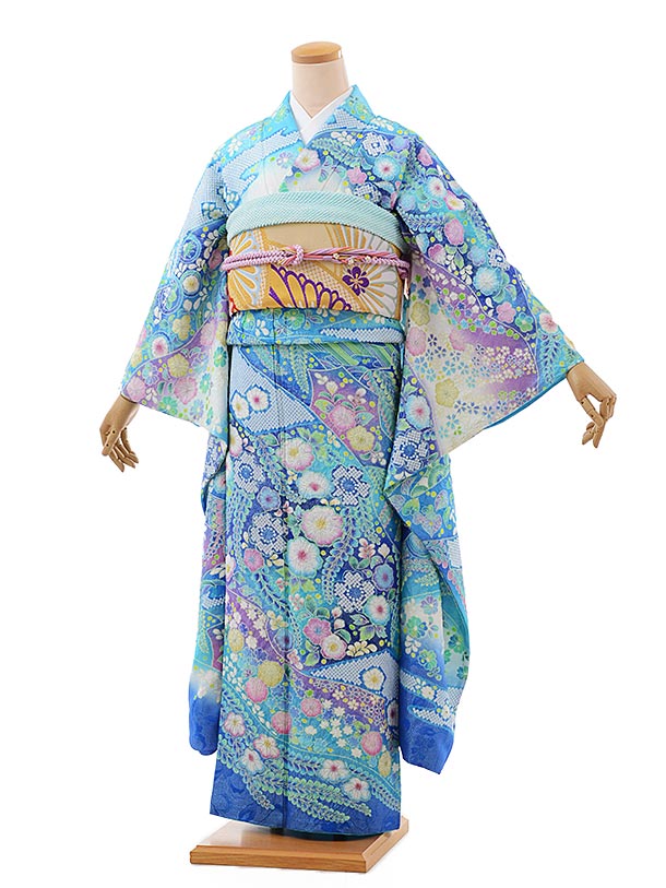 振袖フルセット(8点)・辻ヶ花・花絞り・金通し・高級手縫い・逸品 振袖