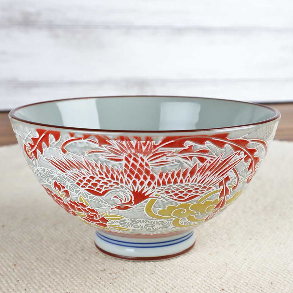 楽天市場】茶碗 飯碗/ 撥水 鳳凰 茶碗 中平 /フェニックス 朱雀 純和風