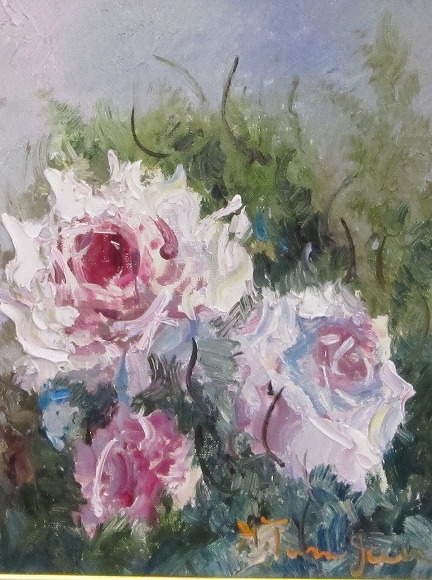 楽天市場】「バラ」（ピンクの薔薇）谷口春彦（F3サイズ油彩画[油絵