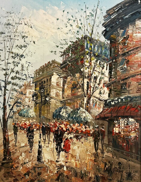 WISH】サイン有：T.Yamanouchi 油彩 6号 パリ街角風景 #22103127