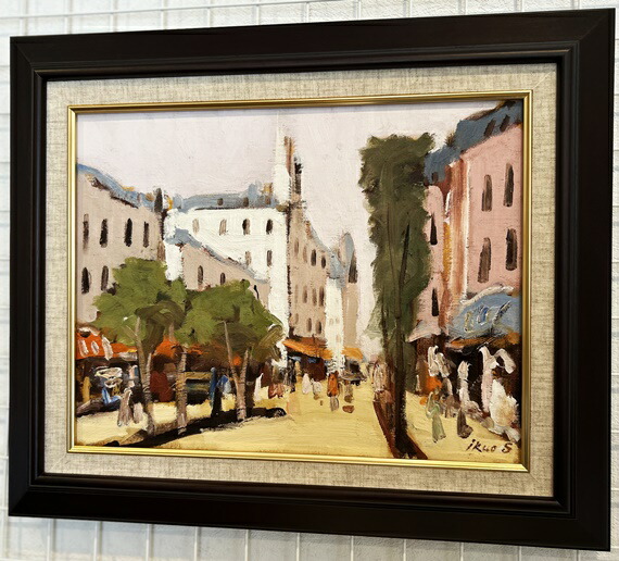 楽天市場】「パリの街角」清水郁夫 F6サイズ油彩画（油絵）外国風景画