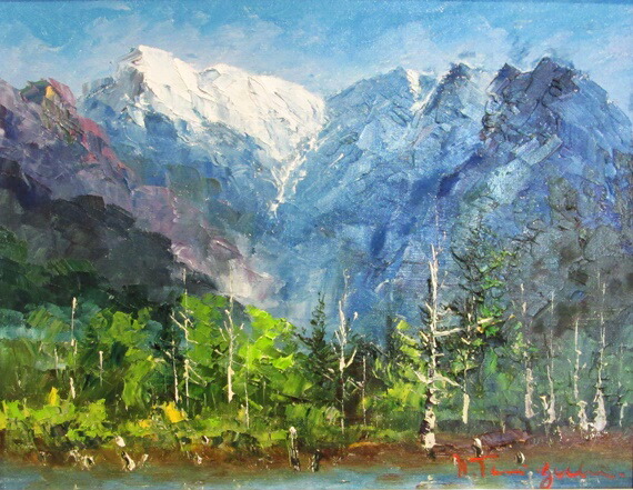 油彩画「葉相」