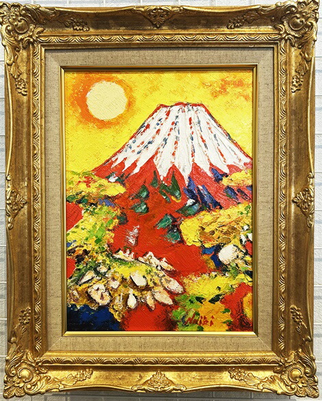 幻想絵画、空飛ぶ画家糸川裕志の富士山曼荼羅の箱絵、 幻想絵画、空