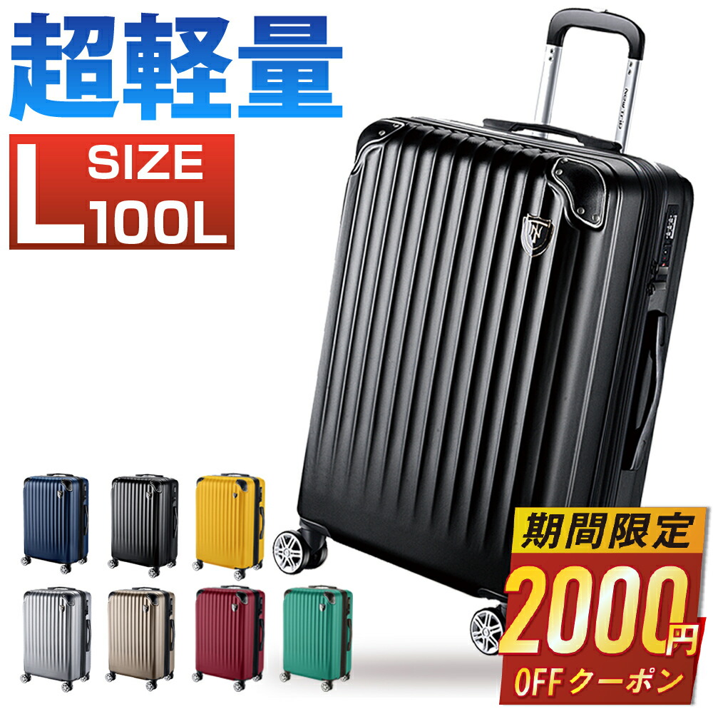 新品✔️スーツケース Lサイズ 100L キャリーケース 大容量 TSA グレー