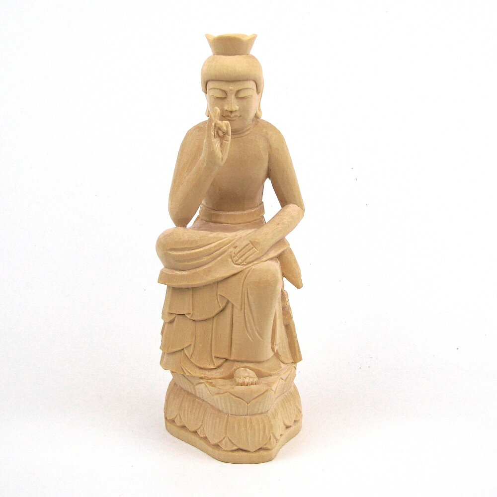楽天市場】仏像 弥勒菩薩 半跏像 20cm 桧木 木製 菩薩像 木製仏像 弥勒