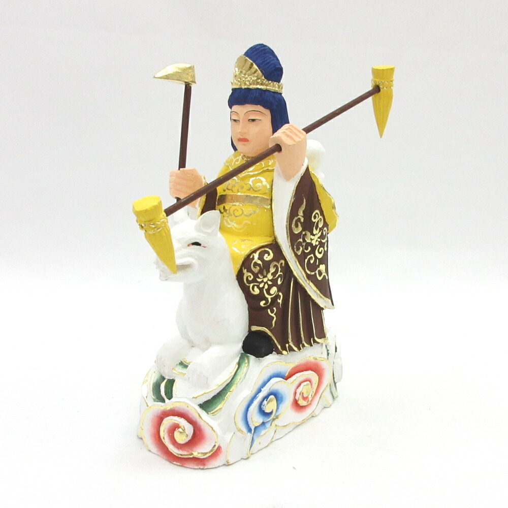 楽天市場】仏像 稲荷大明神 騎狐像 総高15cm 桧木彩色 お稲荷さん お