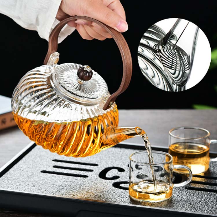 楽天市場】耐熱ガラス ティーポット 900ml 天然木 持ち手 ガラス製