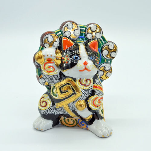 九谷焼 猫置物 招き猫