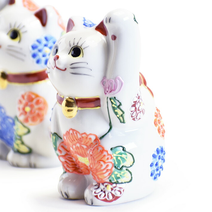 楽天市場】九谷焼 ペア招き猫 置物 花づくし盛（右手・左手