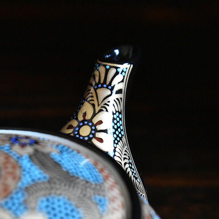 楽天市場】九谷焼 蓋付き 湯呑み 5客・急須 セット 青粒金唐草（ 来客