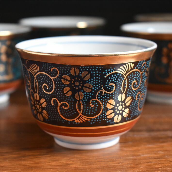 楽天市場】九谷焼 湯呑み 5客 セット 青粒鉄仙（ 来客用 湯のみ