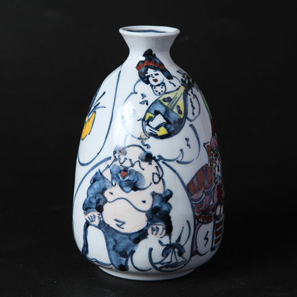 清水焼 酒器 七福神絵｜染付七福神汲出碗揃え 六斎 幸之介 -