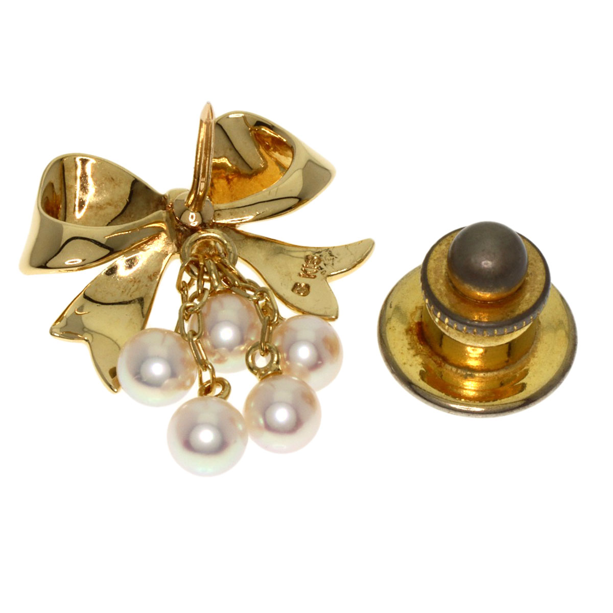 楽天市場】ミキモト パール 真珠 リボン ピンブローチ ブローチ K18