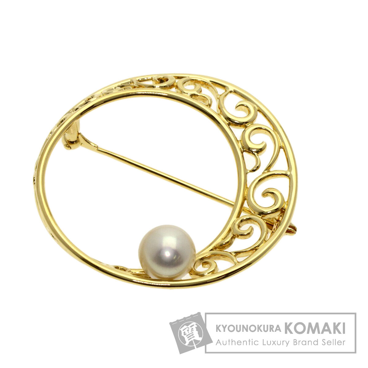 MIKIMOTO コンビ ブローチ パール ハット ステッキ k18 シルバー