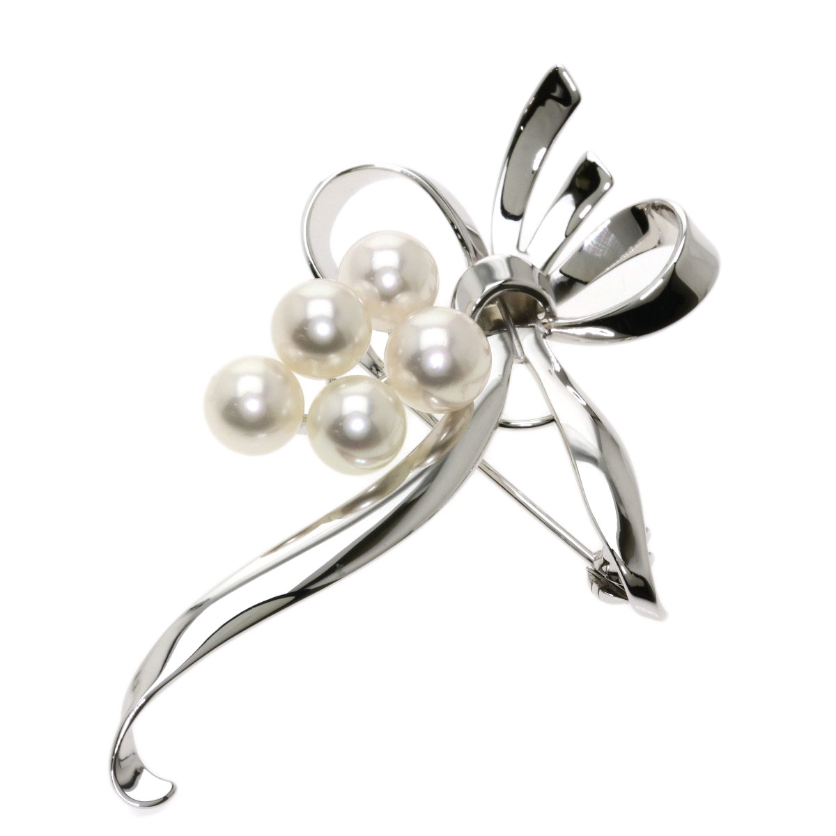 ミキモト アコヤ本真珠 11粒 パール ブローチ silver シルバー リボン