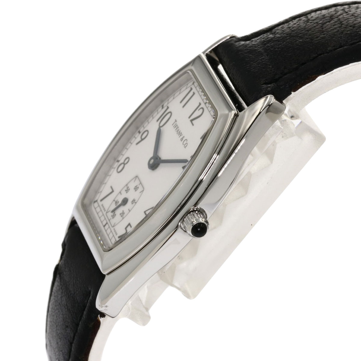 ティファニー クラシック トノー スモセコ 革ベルト ホワイト