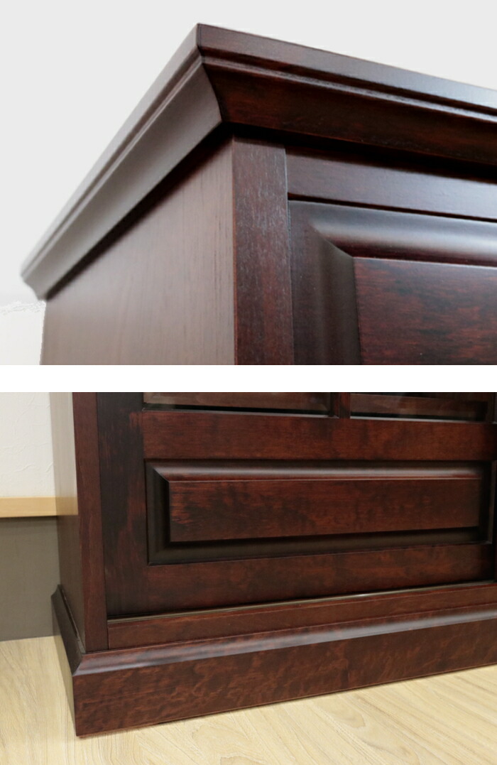 海道民芸家具 樺 カバ材 無垢 引き戸 飾り棚 茶棚 サイドボード