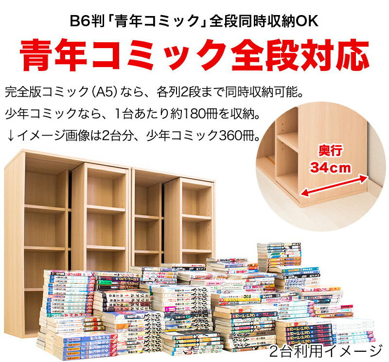 楽天市場】【2台セット】奥深ダブルスライド本棚 幅120cm 全段B6