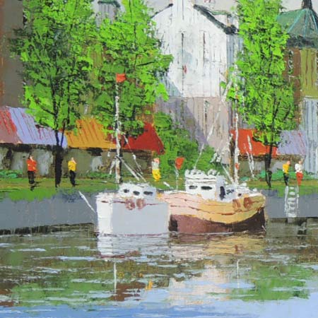 額縁付 1点物 油彩画 黒沢久 風景画『オンフルール』56 × 63cm 額縁付