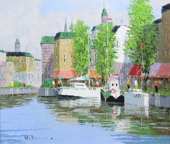 黒沢 久 絵画 黒沢 久 『街角の風景』 油彩画 - 北海道画廊