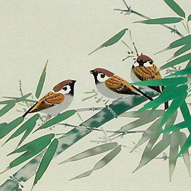 掛け軸 寒椿と雀 掛け軸 寒椿と雀